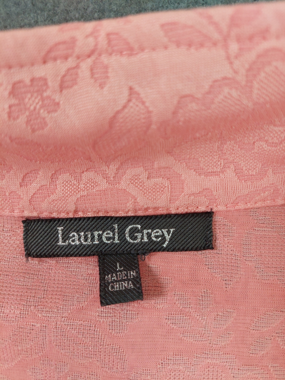 Laurel Grey Pink Floral Jacquard Zip Up Jacket Roll Tab Sleeves Size L - Picture 3 of 8